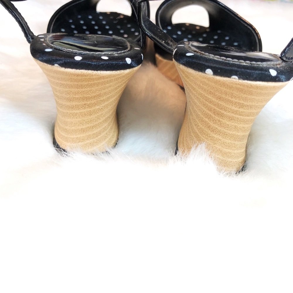 Sam & Libby Black Polka Dot Wedge Cork Sandals - Picture 6 of 6